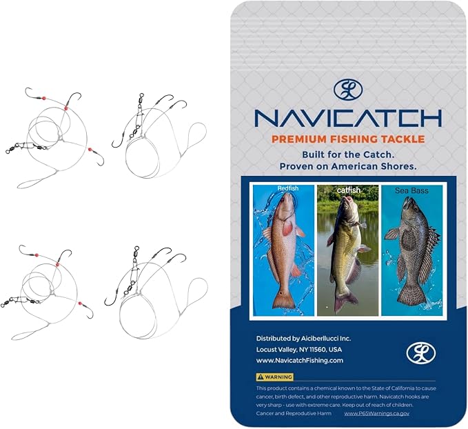 Catfish, Scup (Porgy) & Sea Bass Rig – 3-Hook Hi-Lo Bottom Fishing Kit – Hand-Tied Japanese Hooks with PE Line – Saltwater & Freshwater – USA-Designed