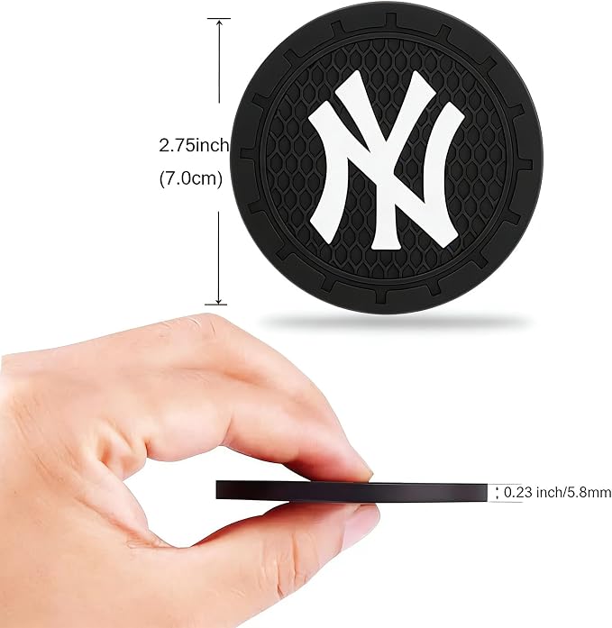 2 Pack Yankees Car Cup Holder, Non-Slip Cup Coasters for New York NY Baseball Fans Fashion car Interior Accessories,Decorative Car Cup Mat, Diameter 2.75 Inch