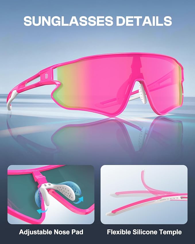 DUCO Polarized Sports Sunglasses for Men Women: UV400 Protection 24g Wrap Around Glasses for Baseball Running Hiking DC0023