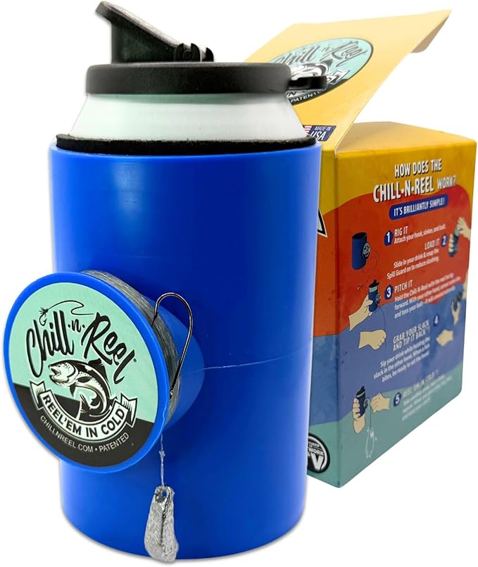 Made in USA | Fishing Can Cooler from Shark Tank | Fishing Gifts for Men & Gifts for Dad Who Has Everything | Boating Must Haves | Retail Box Packaging | Blue