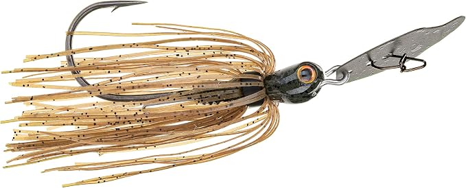 Strike King Thunder Cricket Fishing Lure, Vibrating Swim Jig, Silver Blade, 4/0 Jungle-Style Flipping Hook
