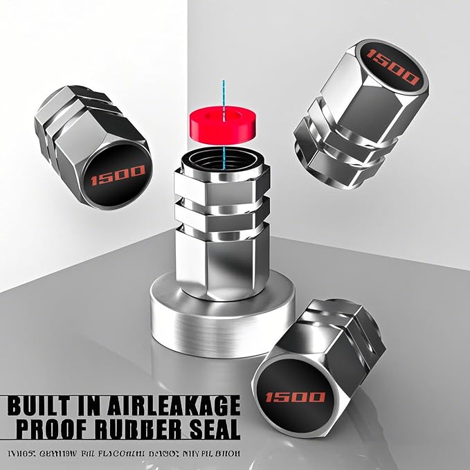 Aluminum 4pcs Tire Valve Cap Cover Set Compatible with Ram 1500 Tire Valve Stem caps fiit for Ram 1500 Car Accessories Decor. (Silver-for-1500)