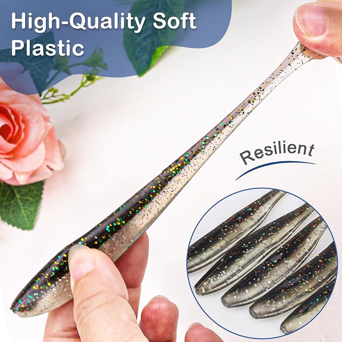 30pcs Soft Plastic Fishing Lures Paddle Tail Swimbaits Soft Baits Lure for Bass Crappie Trout Shad Freshwater Saltwater Fishing Mixed 3.5 Inch 4.7 Inch Swim Bait Kit with Box
