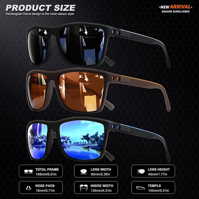 Polarized Sunglasses for Men, UV Protection Lightweight Sun Glasses for Driving Fishing Golf