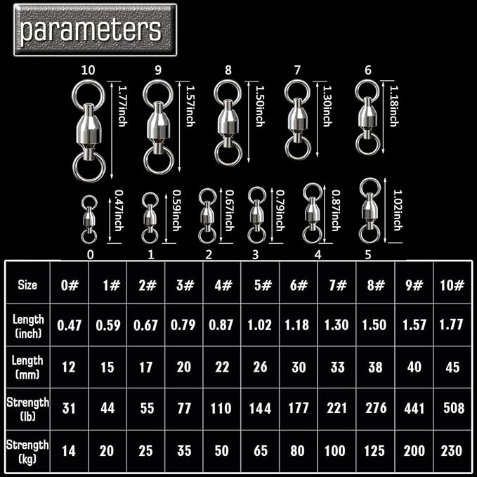 AMYSPORTS Ball Bearing Swivels Connector High Strength Stainless Steel Solid Welded Rings Barrel Swivels Saltwater Freshwater Fishing