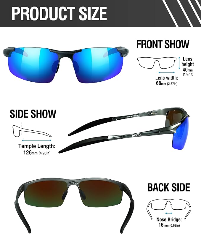 DUCO Mens Sports Polarized Sunglasses UV Protection Sunglasses for Men 8177s