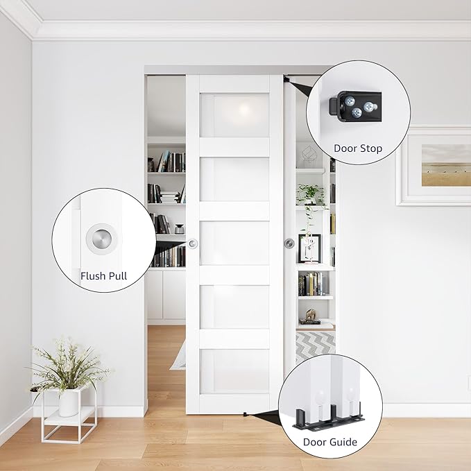 4FT Bypass Door Hardware, Closet Door Track Kit, Top-Mounted Style, Made of Heavy Duty Aluminum, Smoothly and Quietly, for 2 Doors System - Fit Min Door Panel Width of 24.5in, Silver