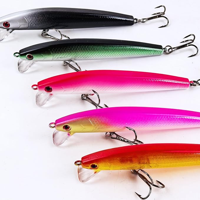 Fishing Lures Large Hard Bait Minnow VIB Lure with Treble Hook Life-Like Swimbait Fishing Bait Popper Crankbait Vibe Sinking Lure for Bass Trout Walleye Redfish