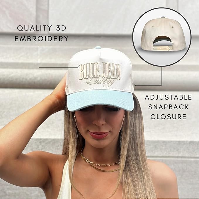 Vintage Western Trucker Hat | Men & Women | Country Cute Caps for Cowgirls Cowboys | Camo Denim Embroidered Cotton | Snapback