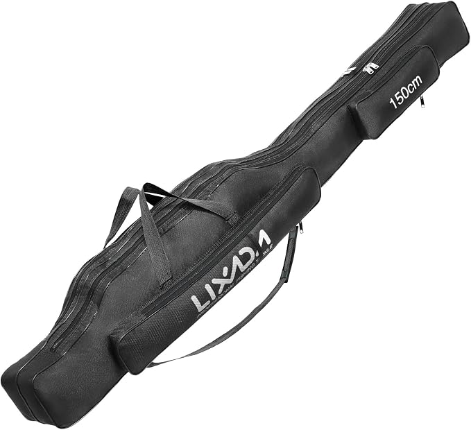 Lixada Fishing Rod Case, Portable Folding Fishing Rod Case Fishing Pole Reel Storage Bag Fishing Gears Organizer