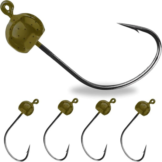 Reaction Tackle Tungsten Wacky Jig Heads - 5-Pack for Bass Fishing Jigs, Weedless Option Wacky Worm Hook - Finesse Jig for Soft Plastics