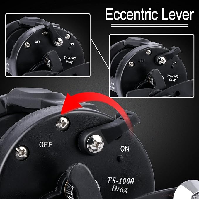 Sougayilang Conventional Reel – 27LB Max Drag,Saltwater Inshore Surf Trolling Reel for Catfish, Musky, Bass, Salmon/Steelhead, Striper – Heavy Duty Round Baitcasting Fishing Reel