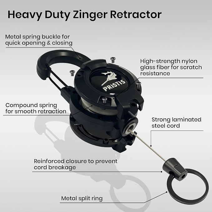 Pristis Micro Pocket Pliers with Zinger Retractor, Small Saltwater Resistant Aluminum Hook Remover with Tungsten Braided Line Cutter, O Ring Split Gear, Bass Fish Multi Tool Kit Fly Fishing Accessory