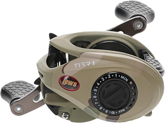 Lew's American Hero Tier 1 Baitcast Fishing Reel, 9+1 Stainless Steel Ball Bearings, 7.5:1 Gear Ratio, Multicam