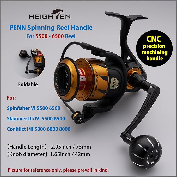 HEIGHTEN Fishing Reel Handle for Penn Spinfisher VI/Slammer III IV/Battle II III DX/Pursuit III IV/Fierce II III