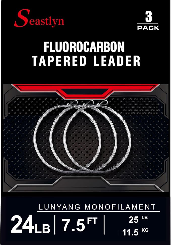 3 Packs Pre-Tied Loop Fly Fishing Tapered Leader Fluorocarbon 7.5FT 9FT 12FT 0X 1X 2X 3X 4X 5X 6X 7X 8LB-26LB
