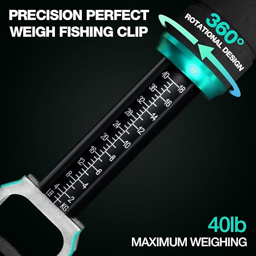 Ghosthorn 11" Aluminum Alloy Fish Lip Gripper with Scale - 40lbs Saltwater Fishing Grabber Tool, 360° Swivel Non-Slip Handle, Corrosion-Resistant Fish holder for caught fish, Fish Control Tackle