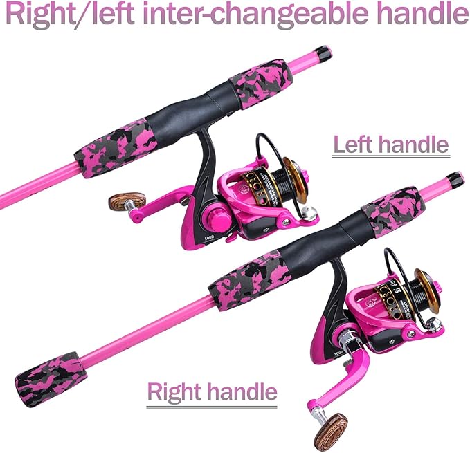 Spinning Fishing Rod Reel Combos,5-Piece Portable Fishing Pole and Smooth Reel for Boys,Girls and Adults