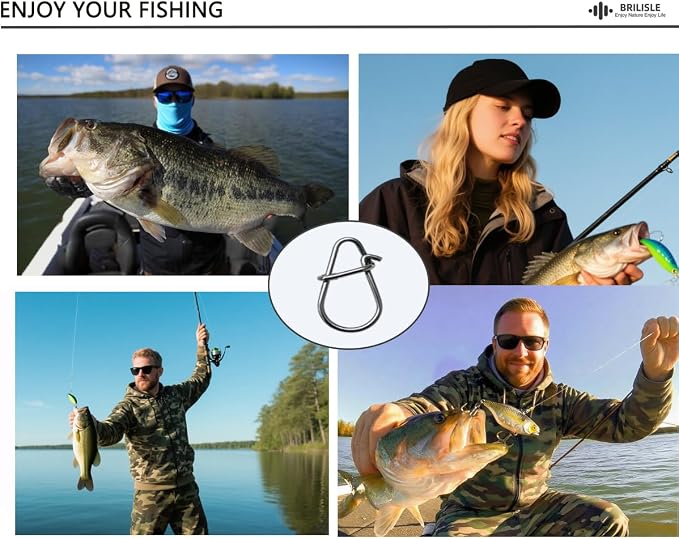 Crankbait Snaps & Snap Clips for Bass Lures, Duolock Snaps Fishing Freshwater, Duo Lock Fast Snaps Stainless Steel Higher Tensile Strength