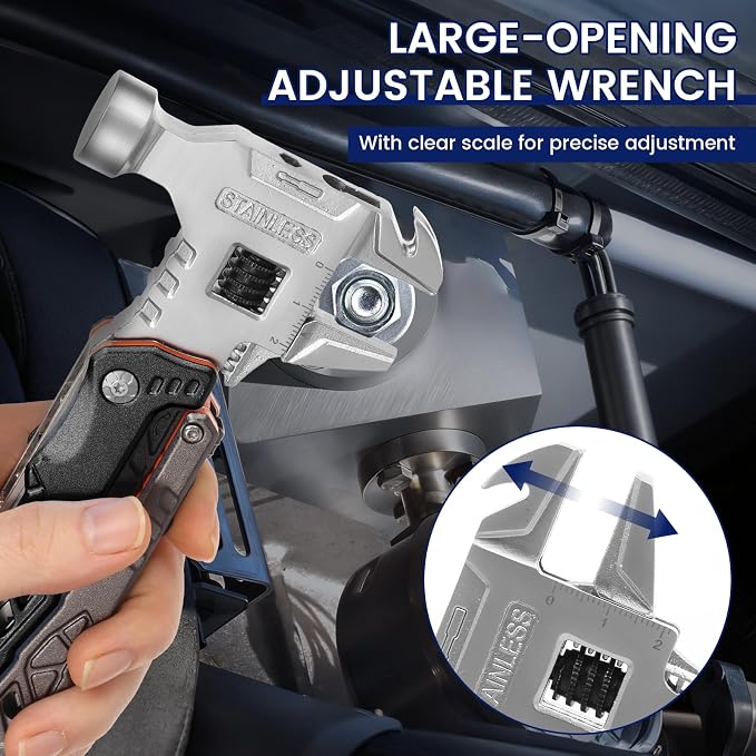 18-in-1 Multipurpose Tool Kit, Survival Camping Gear & Fishing Gifts, Multitool with Hammer, Pliers, Screwdriver and Pocket Knife for Dad Men(Black)