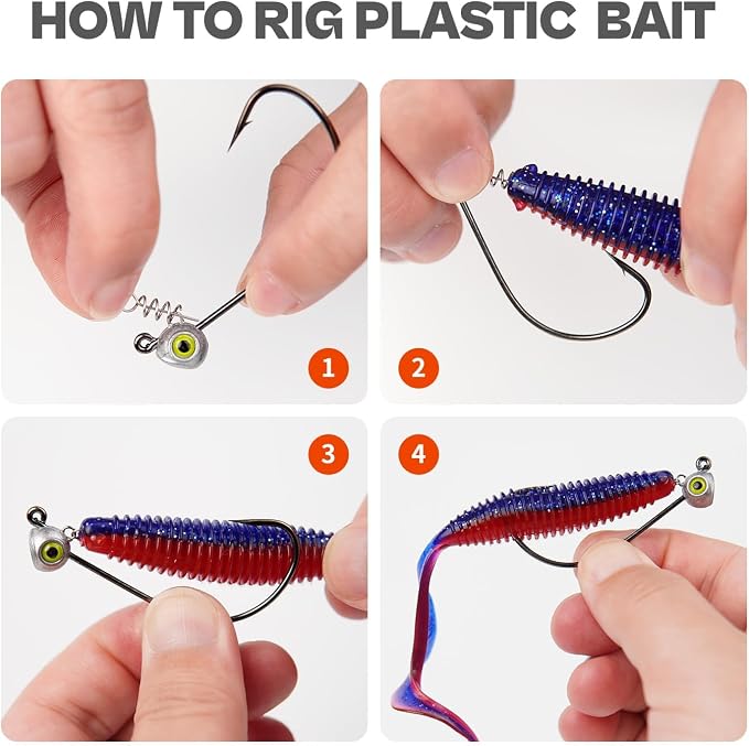 Shaky Head Jigs, Fisheye Stand-up Style Weedless Fishing Jig Heads for Bass (15-Pack) 1/8 3/16 1/4 5/16oz