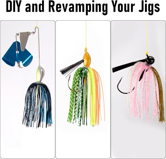 Dr.Fish 15 Pack Replacement Jig Skirts 88-Strands Silicone Fishing Umbrella Skirts Quick Change for Spinnerbaits Bass Jig Lures Making Accessories
