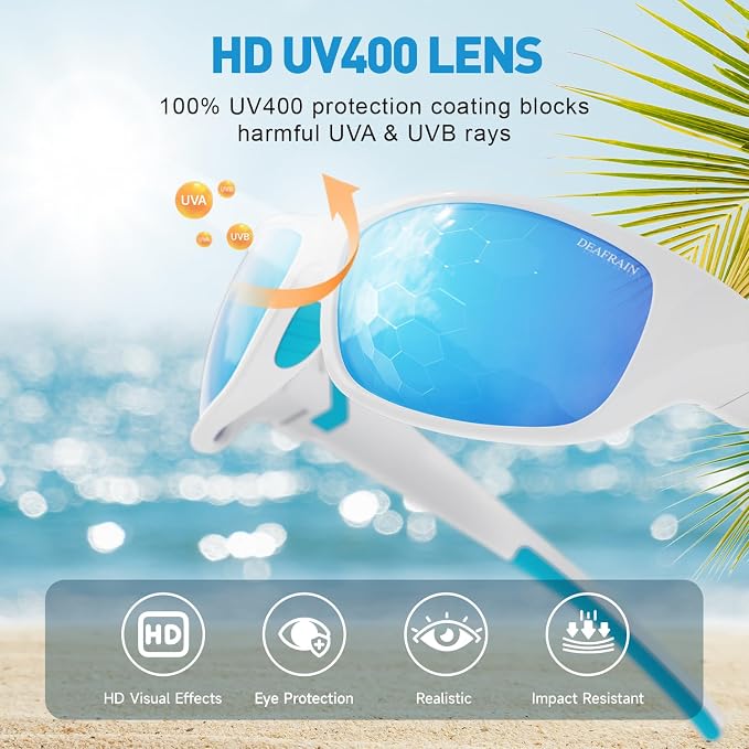 DEAFRAIN Polarized Sports Sunglasses for Men Women Driving Fishing Cycling Running UV Protection
