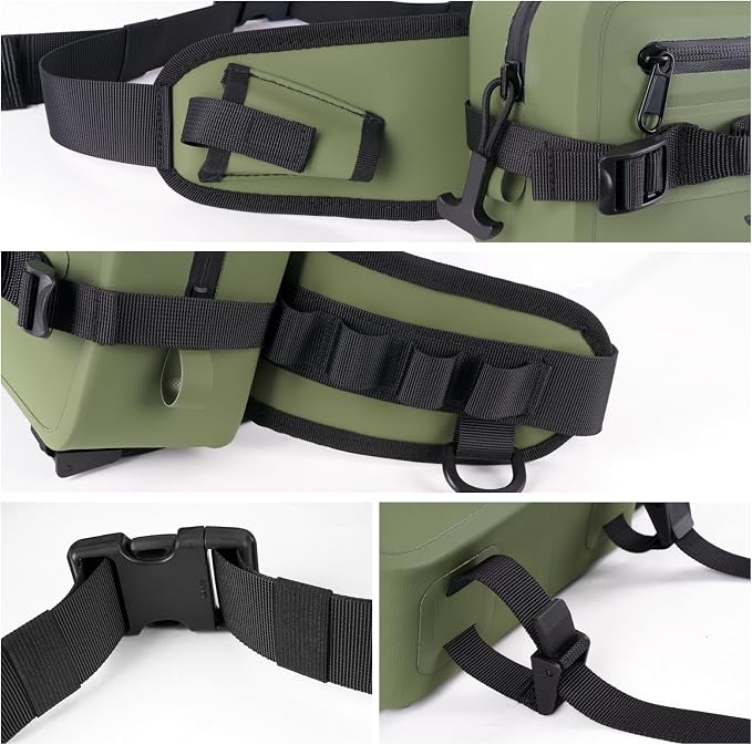 THKFISH Waterproof Fishing Waist Pack with Fishing Rod Holder, Airtight Zipper Closure, Lightweight Sling Fishing Waist Bag for Fly Fishing
