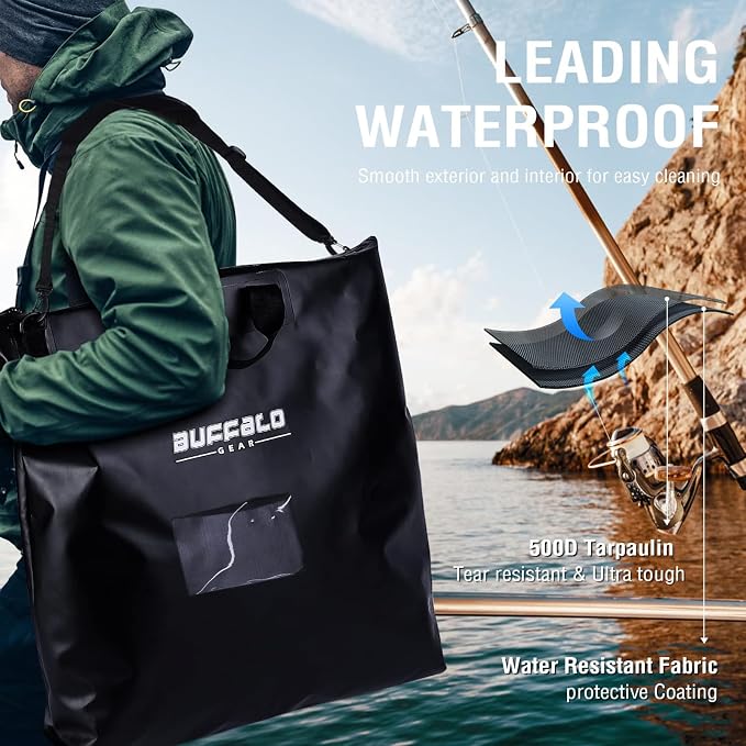 Buffalo Gear Fish Tournament Weigh in Bag for Bass Fishing, Heavy Duty Fish Bag for Caught Fish Waterproof,Leakproof,Puncture Resistant