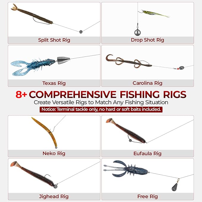 MadBite by KastKing 182/265/400pcs Compact Fishing Tackle Kit - All-in-One Freshwater Hooks, Weights, Bobbers in Tackle Box, Fishing Gear Set for Bass Trout Panfish