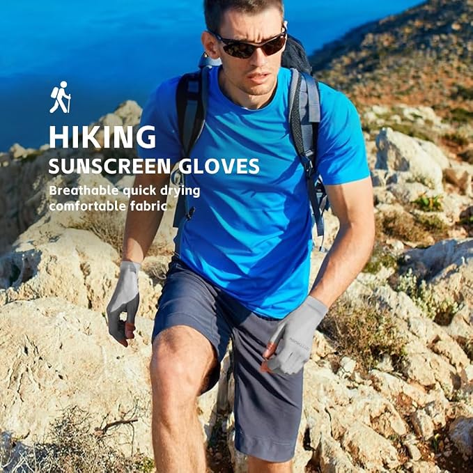 Unisex UV Protective Fingerless Gloves UPF 50+ Summer Sun Glove for Outdoor Fishing Cycling Hiking Driving Kayaking