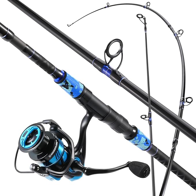 Sougayilang Surf Fishing Rod and Reel Combo, 4 Piece MH/H Saltwater Fishing Combo with 5000 Size Spinning Reel(12'/15')