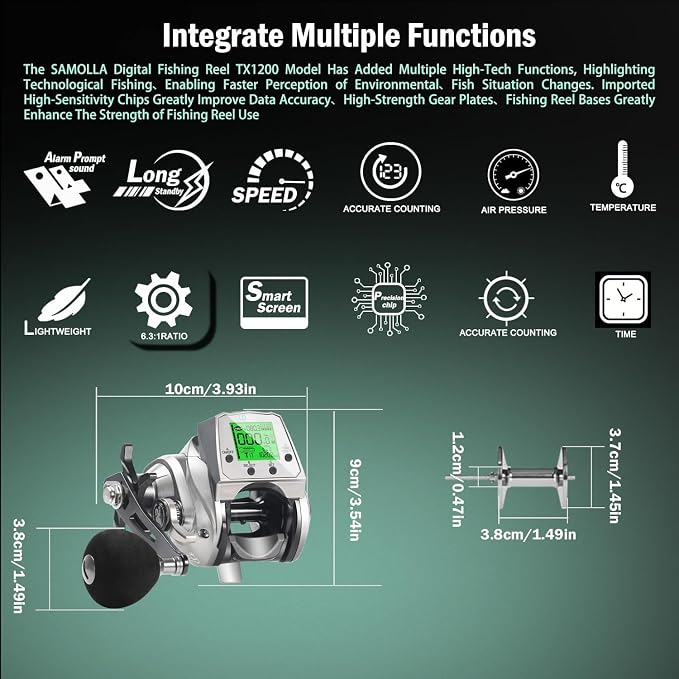 Digital Baitcasting Fishing Reel with LCD Display,8 oz Ultralight Electric Baitcaster Reel, 22-35 Lb Max Drag,6.3:1/7.2:1 Gear Ratio,Left/Right Handed,Compact Design for Freshwater & Saltwater