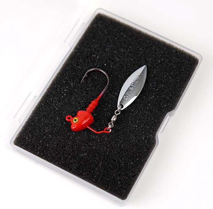 6-Pack Underspin Jig Heads with 100% Brass Blade (Never Rust) - 3/16oz, 1/4oz, 3/8oz, 1/2oz - Bass & Saltwater Fishing