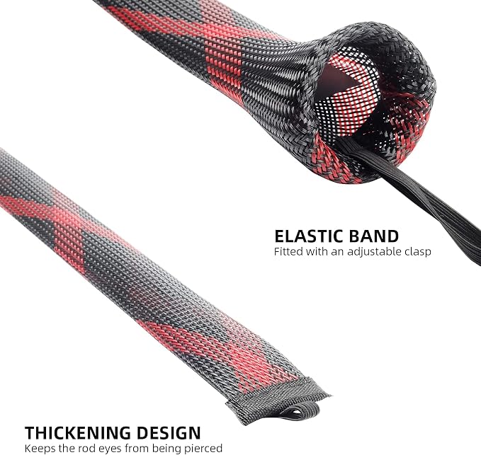 SF Fishing Rod Sock Fishing Rod Sleeve Rod Cover Braided Mesh Rod Protector Pole Gloves Fishing Tools for Spinning Fishing Rod,Casting Rod,Musky Rod, Ice Rod, Fly Rod, Spey Rod