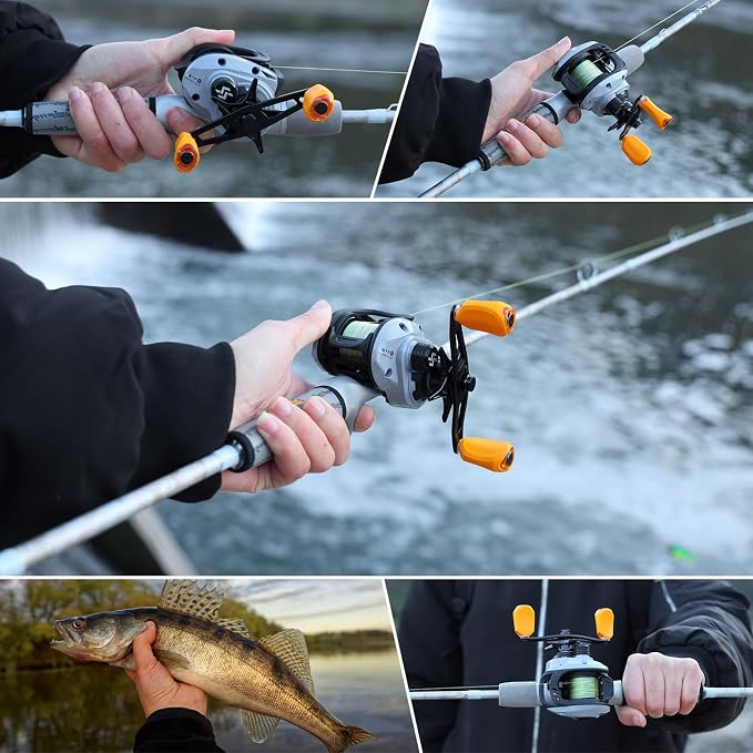 Sougayilang Spinning& Casting Fishing Rod Combos with Graphite 2Pc Blanks Fishing Reel for Bass Fishing