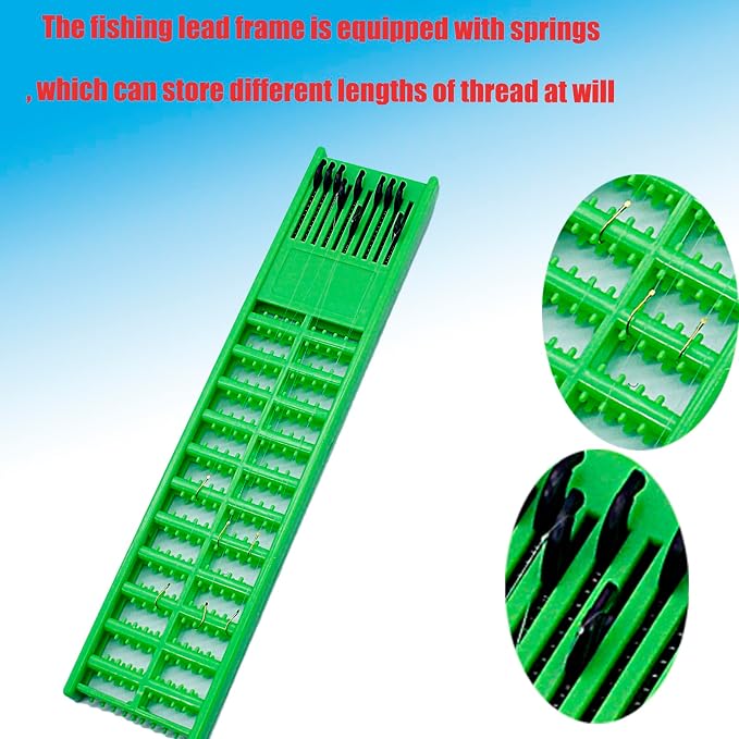 2 Pieces Fish Hook Holde Fishing Leader Line Board Organizer Snelled Hook Holder Plastic Double Side Spring Hooks for Storing Line Rigs Tray Keeper Rigs Holder Leader 6x27cm Blue and Green