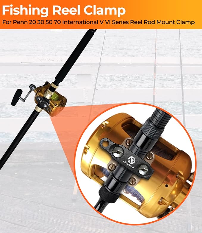 Fishing Reel Rod Clamp Fishing Reels Parts for Penn 20 30 50 70 International V VI Series Reel Rod Clamp Mount Anodized Aluminum Alloy (No Bolts or Screws)