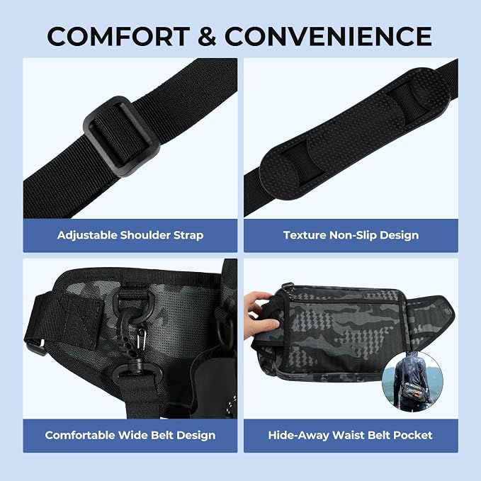 KastKing BaitSpace Waist Bag – Waterproof Tackle Storage Bag With Adjustable Belt, Fishing Fanny Pack for Men, Soft Bait Organizer, 3600 Utility Box, Rod Holder, Nylon