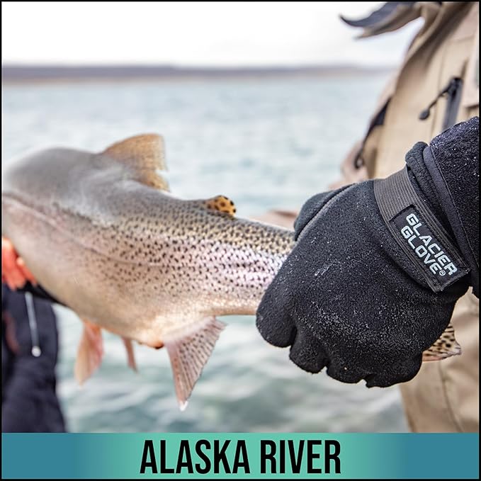 Glacier Glove Unisex Alaska River Fingerless Lightweight Breathable Non-Slip Grip Fishing Gloves with Elasticized Cuffs | for Outdoors, Fly Fishing, Paddling, Hiking