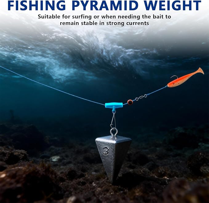 Pyramid Sinkers Fishing Weights Sinkers, Saltwater Fishing Weights Assortment Pyramid Weights for Surf Fishing