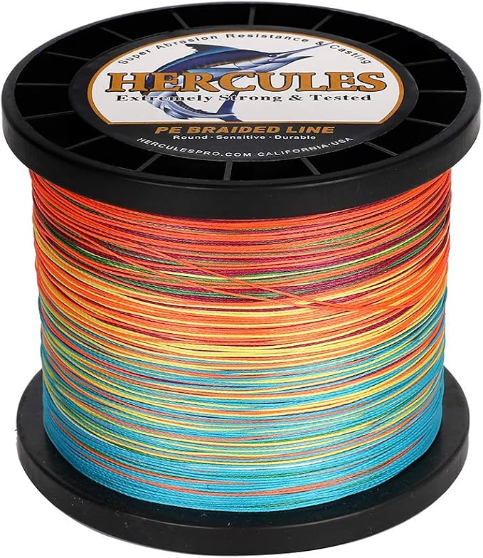 HERCULES Cost-Effective Super Cast 8 Strands Braided Fishing Line 10LB to 300LB Test for Salt-Water,109/328/547/1094 Yards(100M/300M/500M/1000M),Diam.#0.12MM-1.2MM,Hi-Grade Performance,Variety Colors