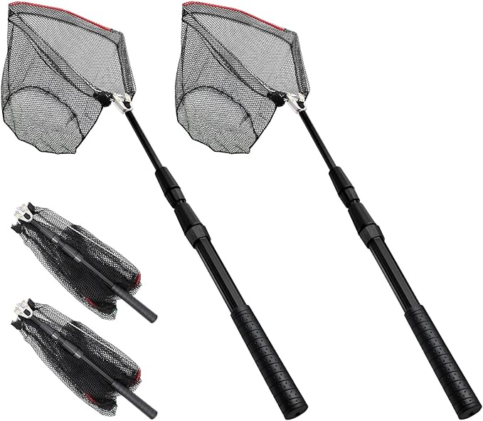 SAN LIKE Fishing Net Fish Landing Net Collapsible Fish Net with Anti-Slip Telescoping Rubber Pole Handle for Kids Adults in Saltwater Freshwater Multi-Size Extending to 37/42/43/51/69/71/89/98inch