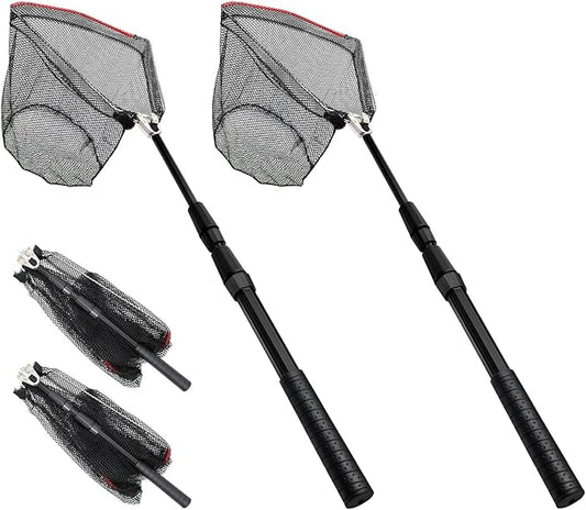 SAN LIKE Fishing Net Fish Landing Net Collapsible Fish Net with Anti-Slip Telescoping Rubber Pole Handle for Kids Adults in Saltwater Freshwater Multi-Size Extending to 37/42/43/51/69/71/89/98inch