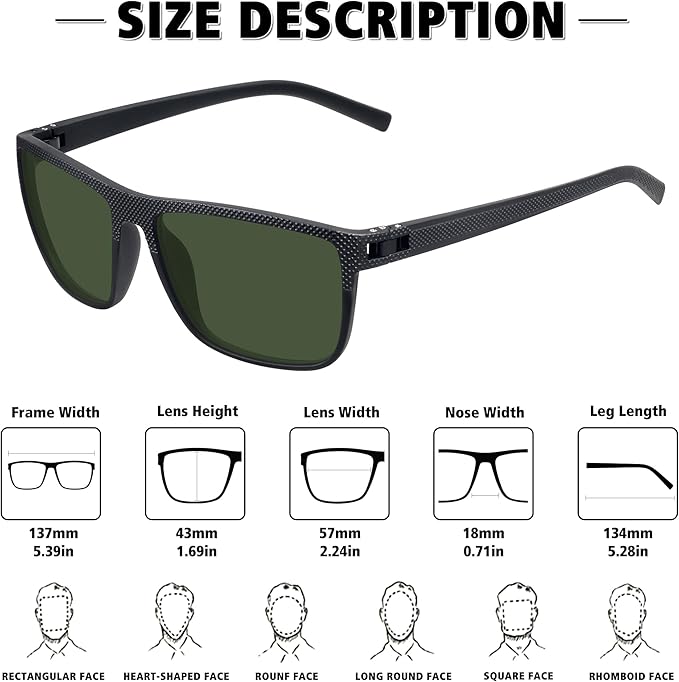 STORYCOAST Polarized Sunglasses for Men Women Classic Square Sports Fishing Running Golf Sun Glasses UV Protection