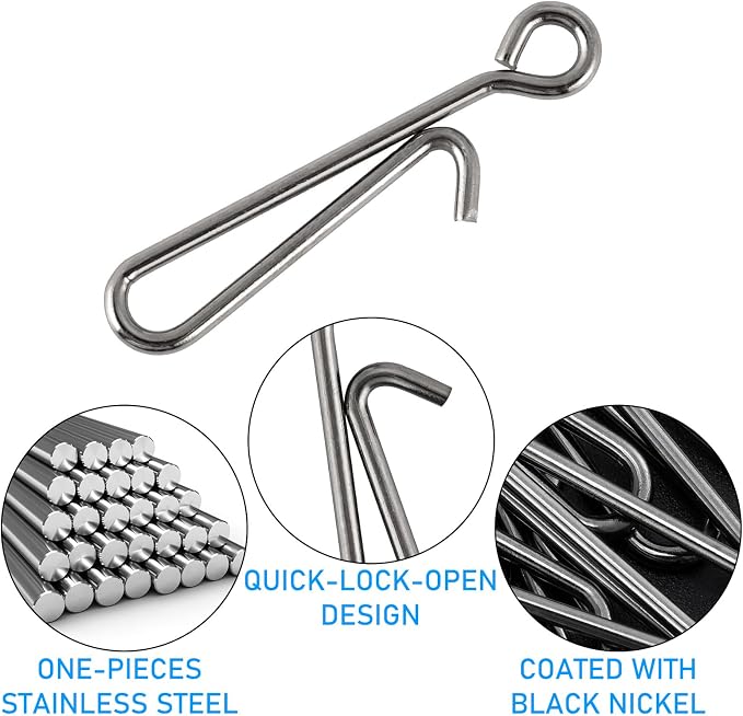 Dr.Fish 50 Pack Fishing Clips Quick Change Speed Clips Crankbait Snaps Stainless Steel Line Lure Hook Connector Freshwater