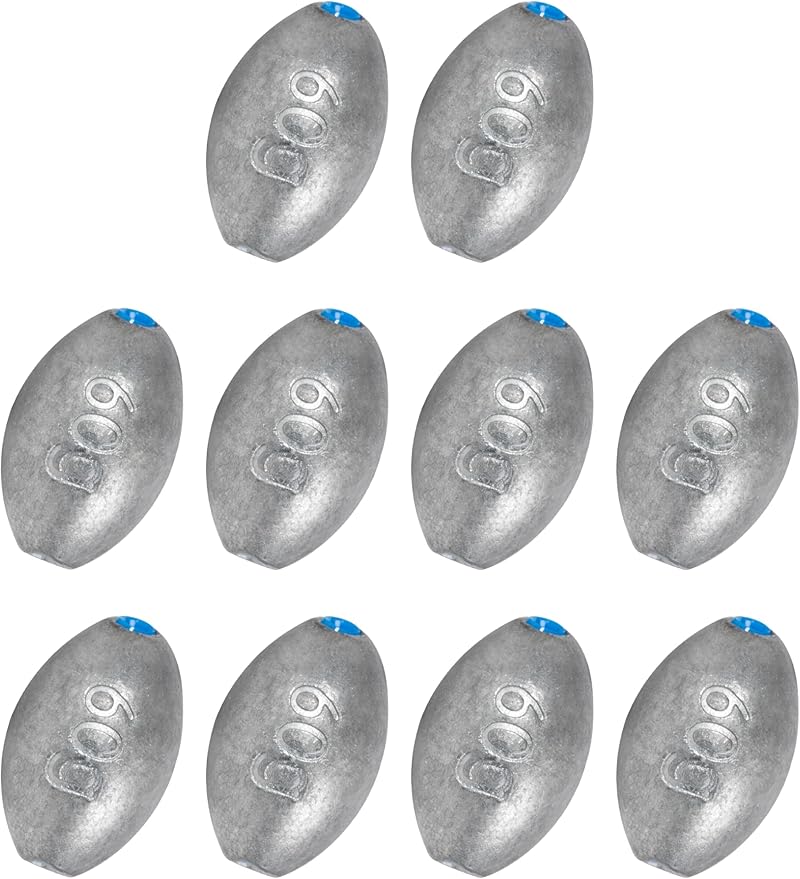 BLUEWING Egg Sinkers Fishing Weights Oval Shaped Fishing Sinkers Lead Fishing Sinker for Saltwater Fishing，1/8 oz to 7 oz