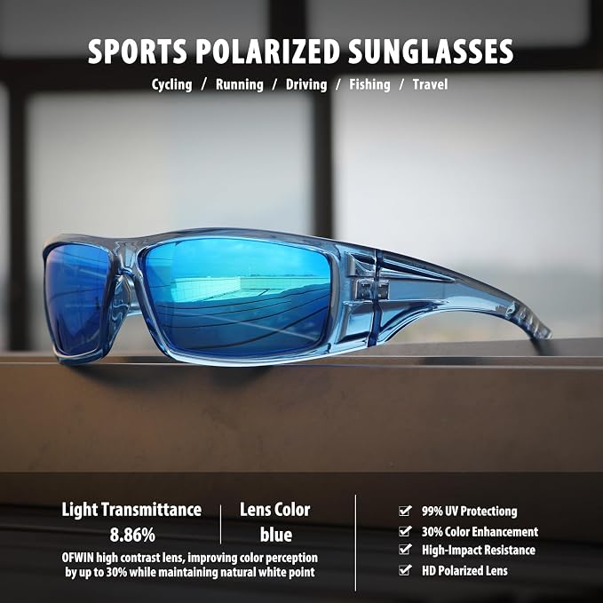 Polarized Sports Sunglasses for Men Women Unbreakable Frame Cycling Fishing Wrap Around Sunglasses UV400 Protection