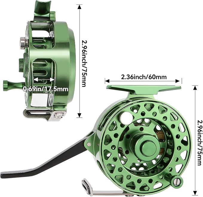 Semi-Automatic Fly Fishing Reel, CNC Machined Aluminum, Quick Line Retrieval, Adjustable Drag, Quick Spool Removal, Freshwater Lake Stream Pond Fishing
