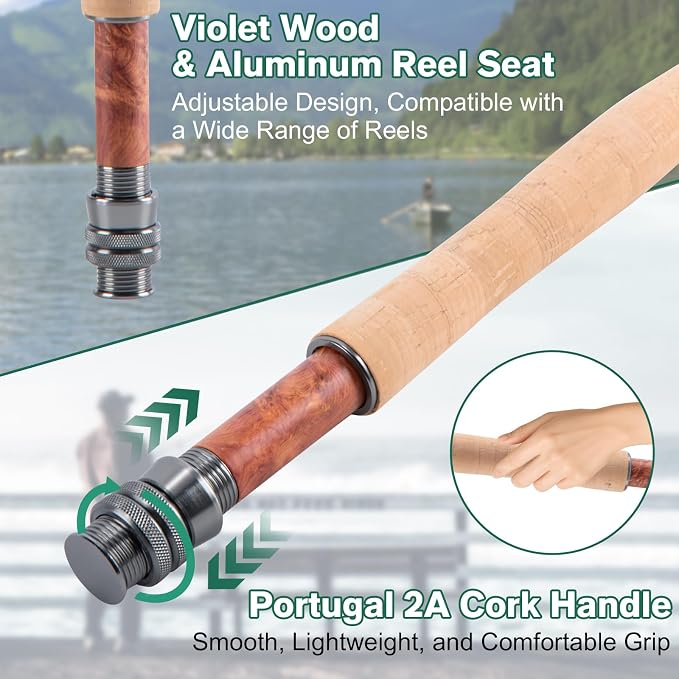 Goture Fly Fishing Rod and Reel Combo with Fly Rod & Gear Case, 9FT 4-Piece Fly Rod, Pre-Spooled Reel, Fly Line, Flies, Leader, Tippet, Forceps, Nipper and Complete Starter Kit